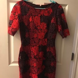 Red and Burgundy Lace Dress